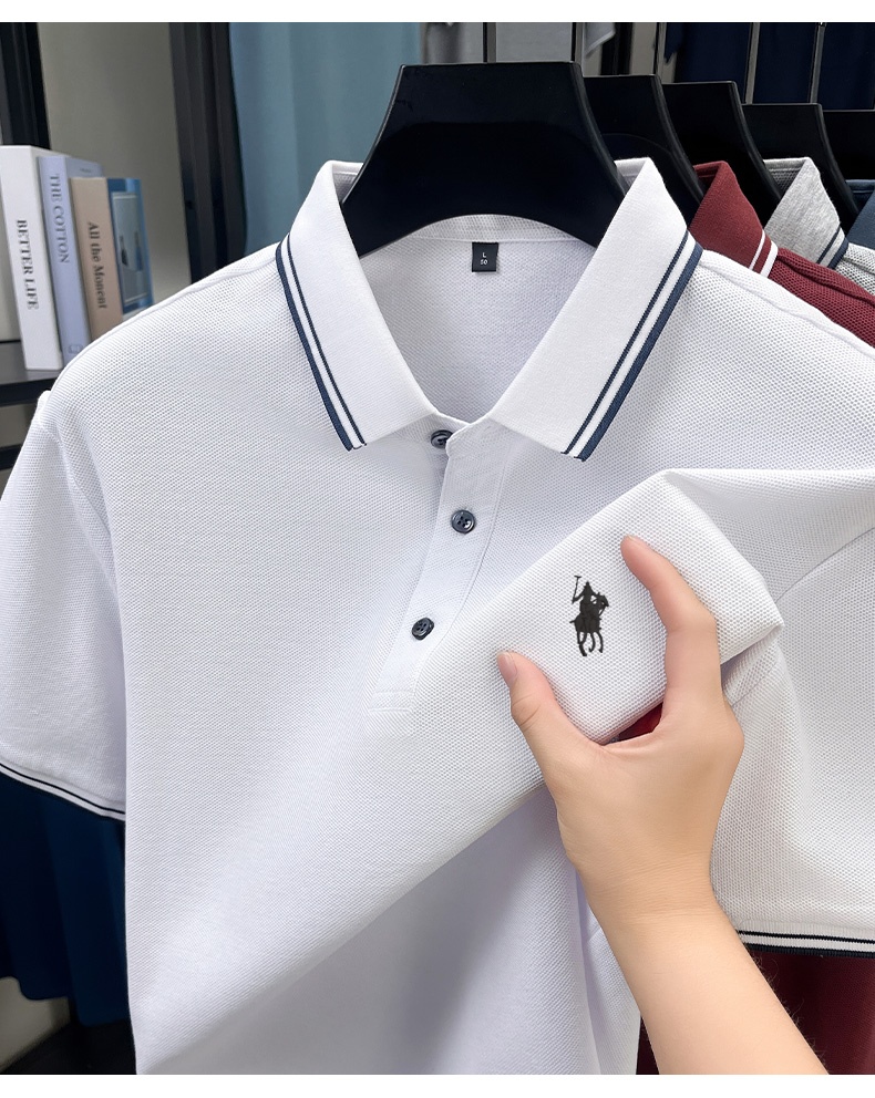 Polo Shirt Pique - Летняя полосатая рубашка-поло с воротником, 100%