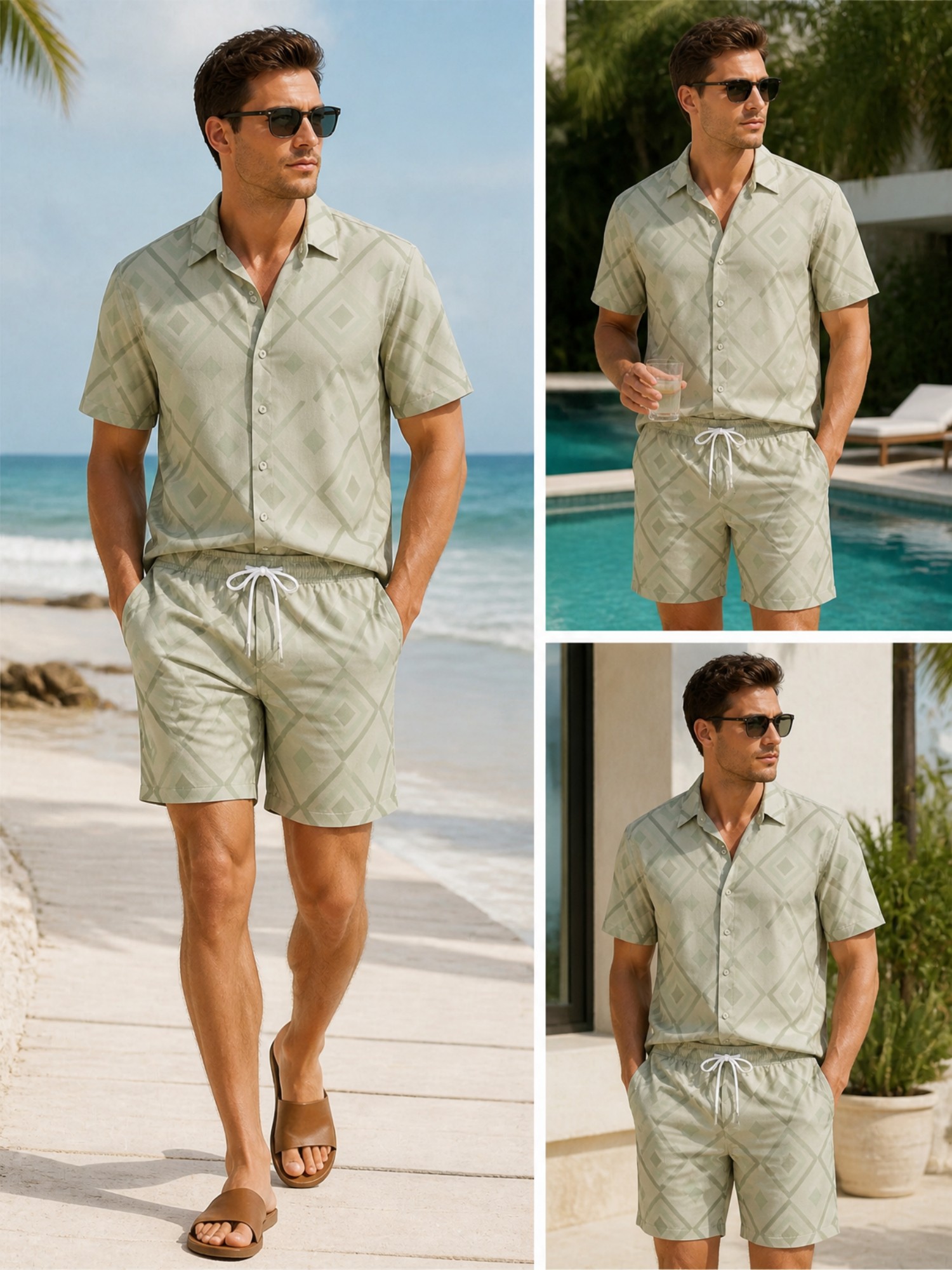 Resort Shirt Floral - Мужской комплект: рубашка с коротким рукавом