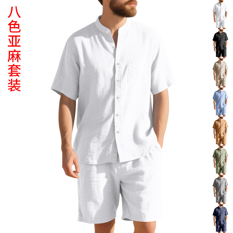 Linen Shirt Breathable - Летний мужской льняной костюм свободного кроя: