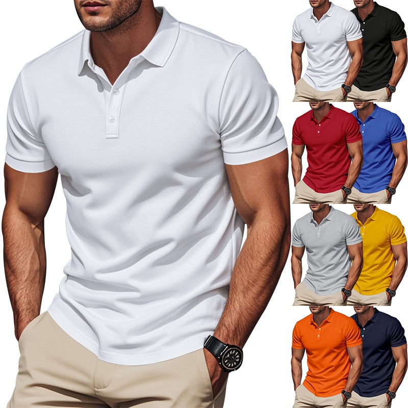 Polo Shirt Pique - Мужская повседневная приталенная рубашка с коротким