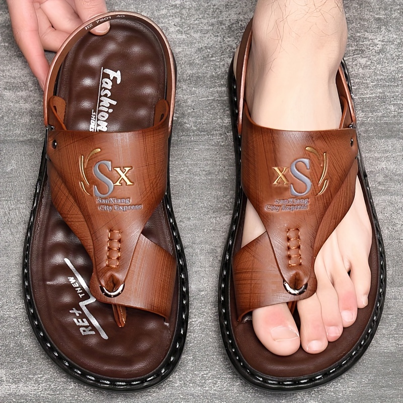 Flip Flop Leather Men - Мужские кожаные шлепанцы-сандалии: Новые летние повседневные