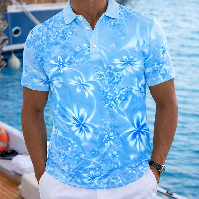 Resort Shirt Floral - Мужская рубашка-поло 2026 Summer Resort-Style Green