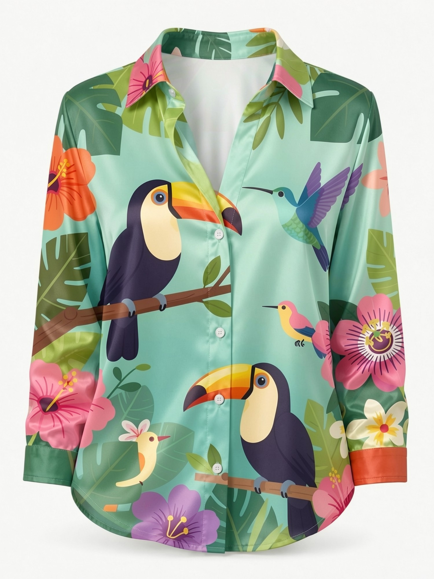 Женская атласная рубашка с пуг – обзор и цена Resort Shirt Floral