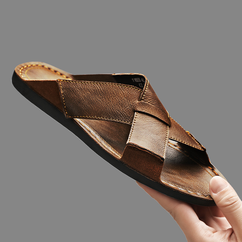 Модные мужские тапочки из нату – обзор и цена Flip Flop Leather Men